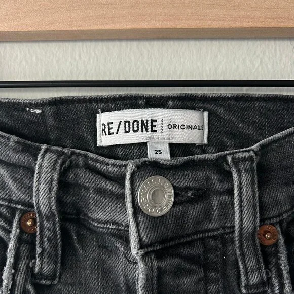 RE/DONE Originals High Rise Crop Skinny Jeans Faded Black Women's Size 25 - Picture 4 of 11
